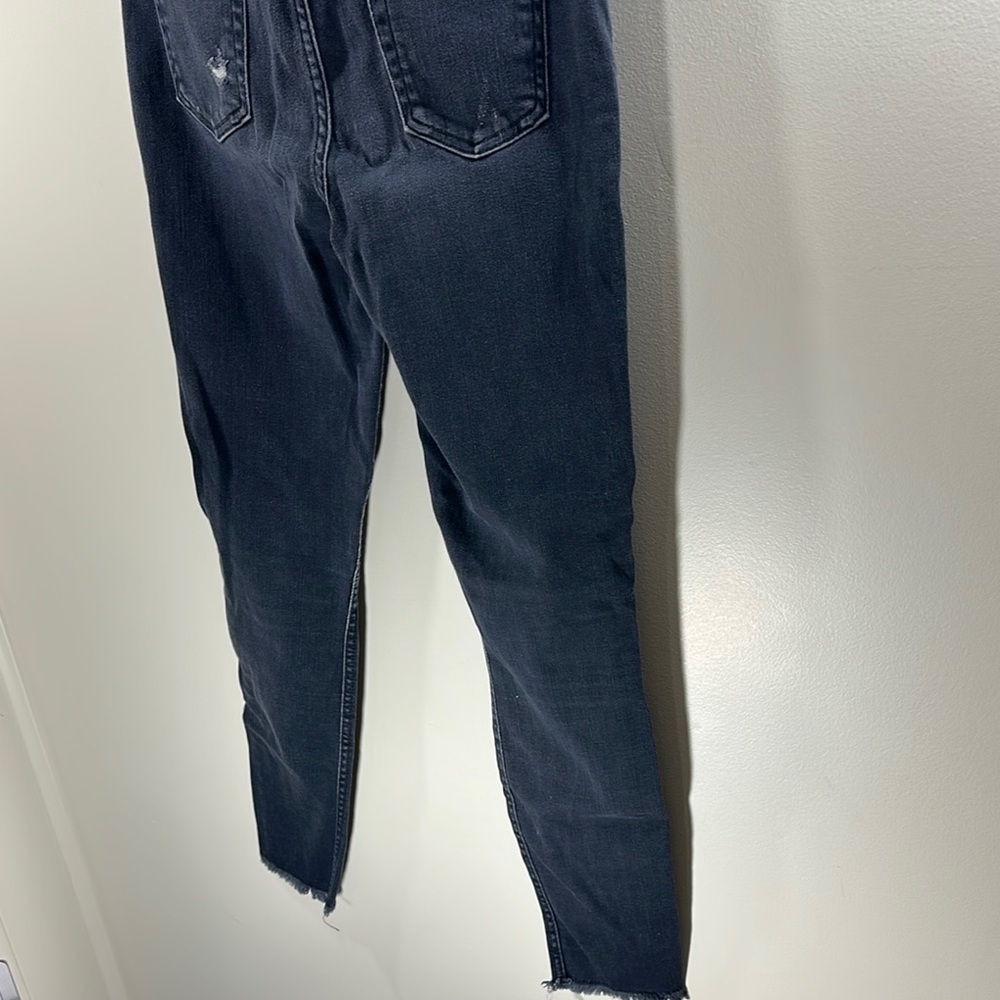 7 For All Man Kind Distressed Dark Wash Denim The High Waist Skinny Jean Size 26 - Picture 6 of 8